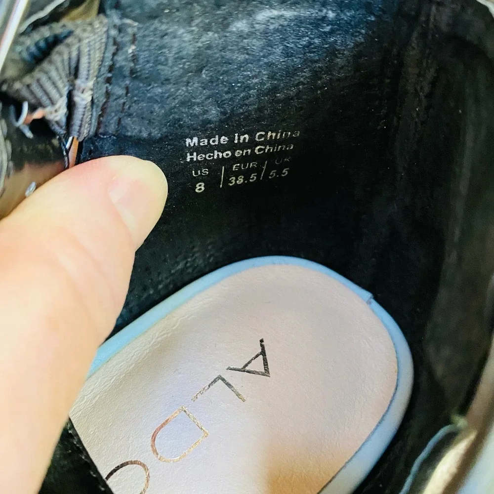 ALDO stiletto platform high heels black & sky blue retro shoes US 8M NWOT - Picture 10 of 10